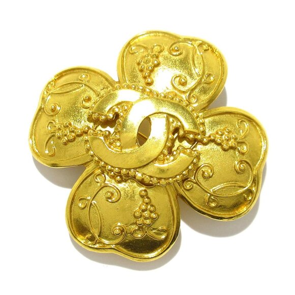 Auth CHANEL - Gold Hardware Brooch - Picture 1 of 6